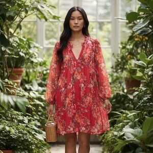 Elegant Floral Long Sleeve Dress